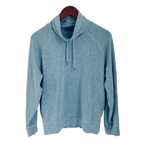 J.CREW Sweatshirt Light Blue Soft High Neck Drawstring Long Sleeve Size Med - Picture 1 of 6